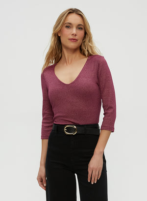 Michael Stars Angelina V-neck Tee in Muse