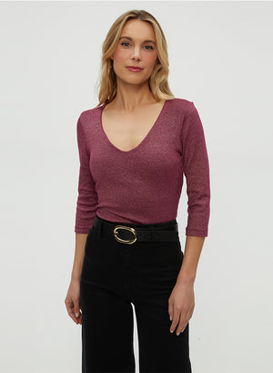 Michael Stars Angelina V-neck Tee in Muse
