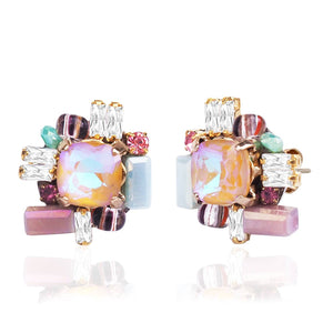 Tai Jewelry - Mauve Iridescent CZ With Baguette Studs