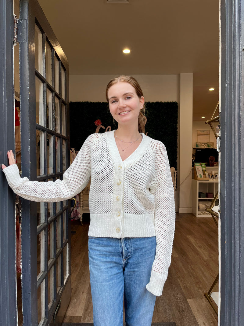 Fifteen Twenty Ellen Crochet Cardigan in White