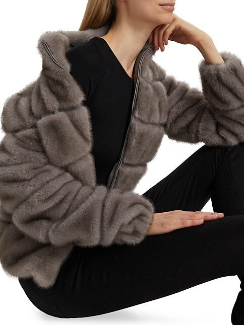 Generation Love Jodi Faux Fur Jacket in Grey/Brown