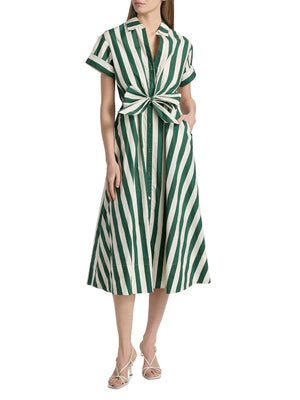 Cara Cara Asbury Dress in Green White Stripe
