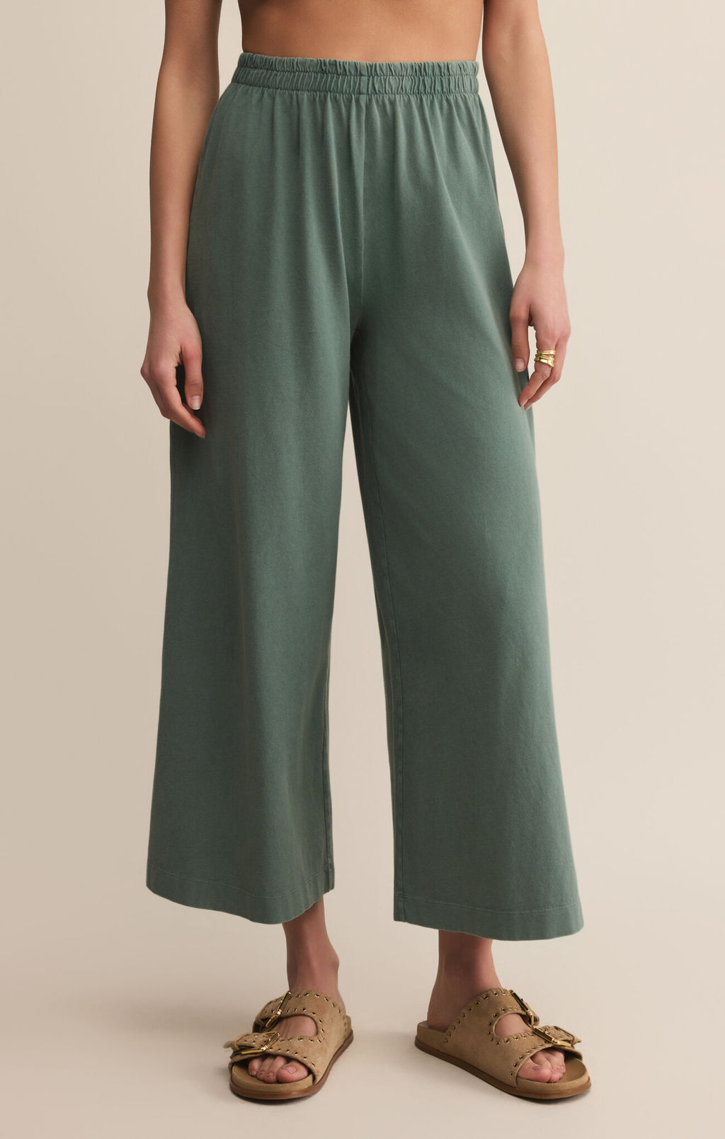 Z Supply Scout Jersey Flare Pant in Hunter Green