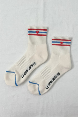 Le Bon Shoppe Embroidered Heart Girlfriend Socks in Multiple Colors