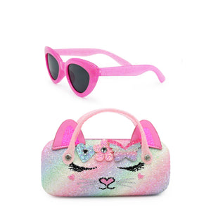 OMG Accessories Bella Heart Flower Butterfly Crown Glitter Case and Sunglasses