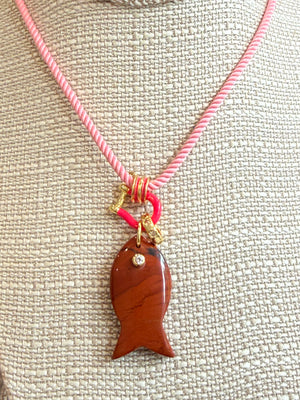 Forever Blythe Gemstone Single Fish Pendant Necklace - Assorted