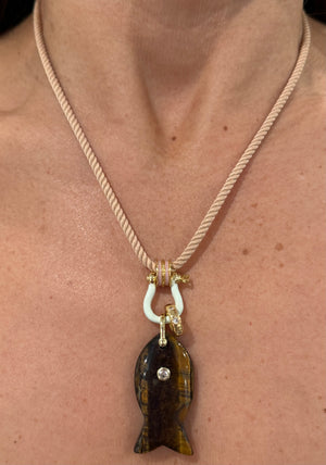 Forever Blythe Gemstone Single Fish Pendant Necklace - Assorted