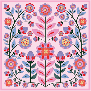 Jessie Zhao New York Double Sided Silk Scarf in Pink Garden