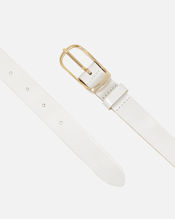 Amsterdam Heritage Lasse Gold Buckle Belt in White