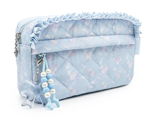 OMG Accessories Quilted Floral Printed Pouch with Charm