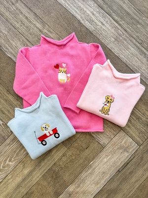 A Soft Idea Cupid Cat Roll Neck Sweater in Hot Pink