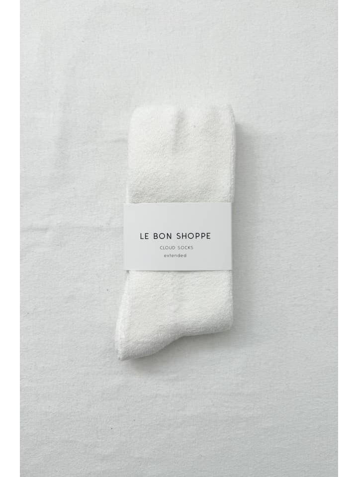 Le Bon Shoppe Extended Cloud Socks in Classic White