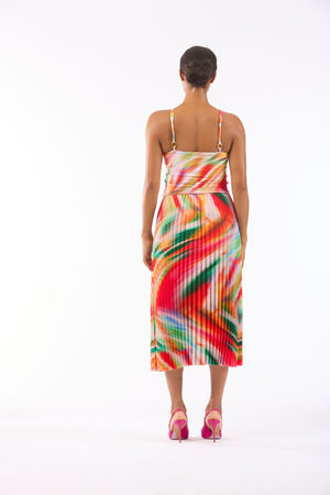 Le Superbe Pleated Skirt in Bold Swirl