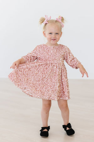 Mila & Rose Velvet Sequin Dress in Rose Gold