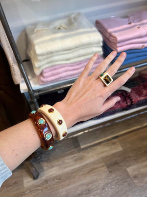 Lucas Jack Resin Cuff with Circular Stones (mult. options)