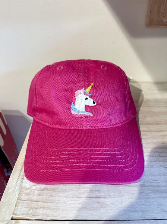 Harding Lane Kids Unicorn Baseball Hat in Bright Pink