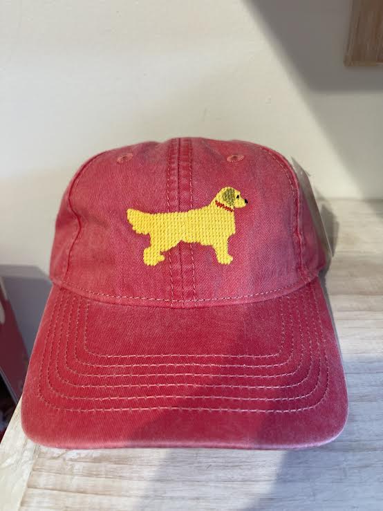 Harding Lane Kids Golden Retriever Baseball Hat in Weathered Red