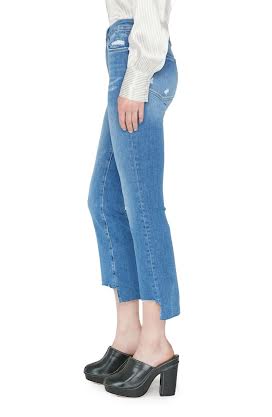 Frame Le Crop Mini Boot Jean with Stagger Chew in Drizzle