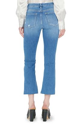 Frame Le Crop Mini Boot Jean with Stagger Chew in Drizzle