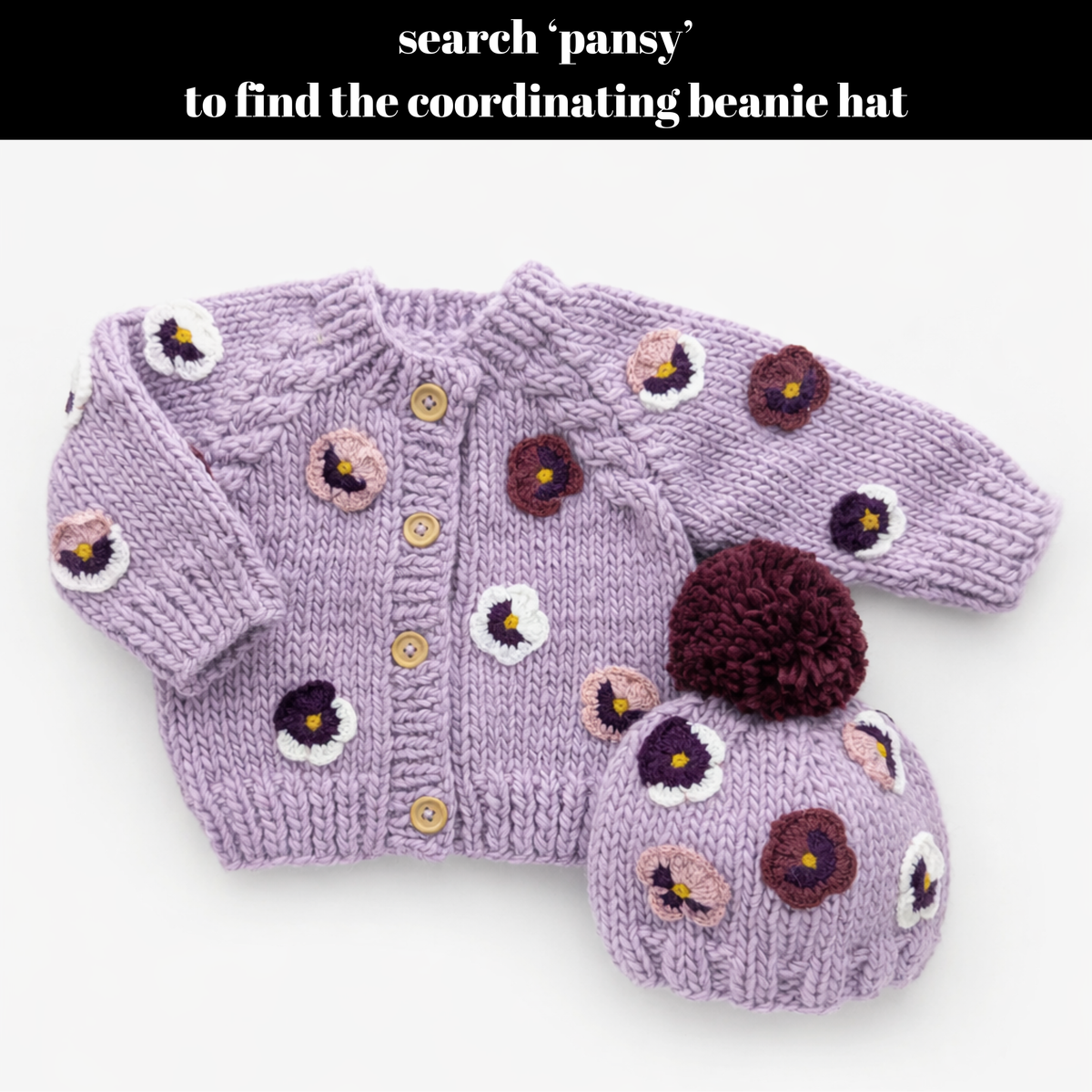 Huggalugs Pansy Cardigan in Lilac