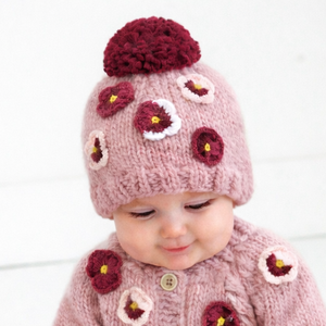 Huggalugs Pansy Rosy Beanie Hat for Baby & Kids