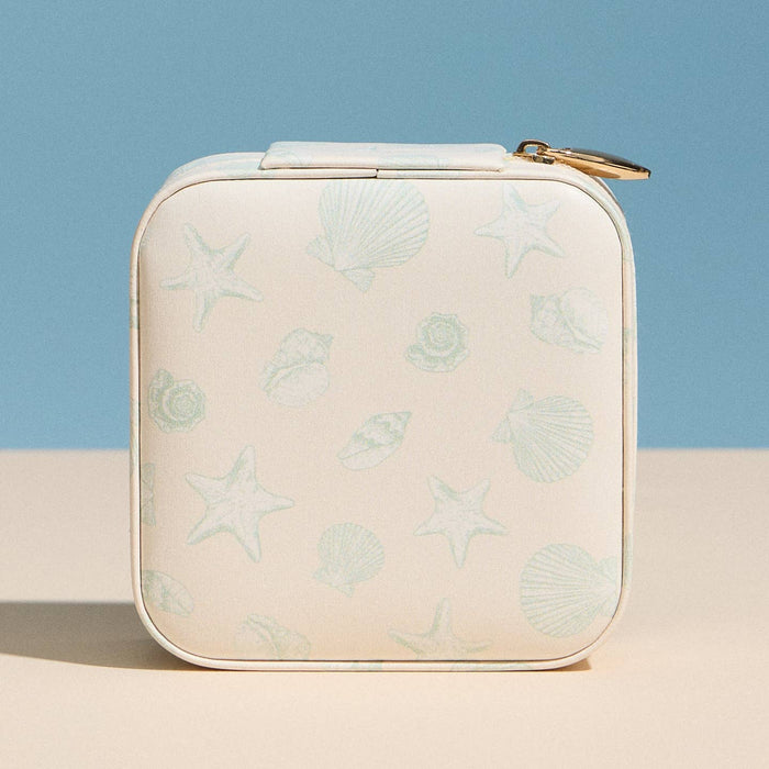 Frem NYC Floral Travel Jewelry Box with Mirror in Sea Shell