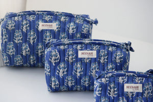MYNAHbySmitha Quilted Travel Bag in Denim Blue -Assorted Sizes