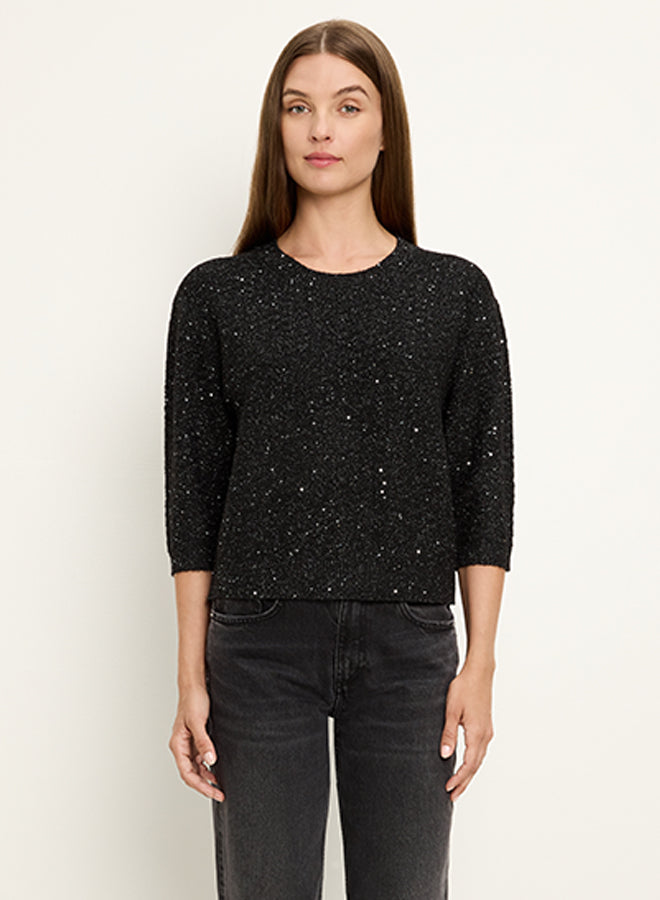 AMELIE RELAXED ELBOW SLEEVE SEQUIN PULLOVER