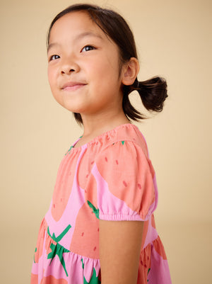 Tea Collection Puff Sleeve Empire Dress in Fresas Favoritas