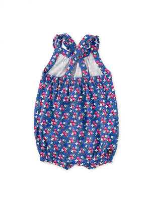 Tea Collection Cross Back Baby Romper in Flamenco Fan Rose