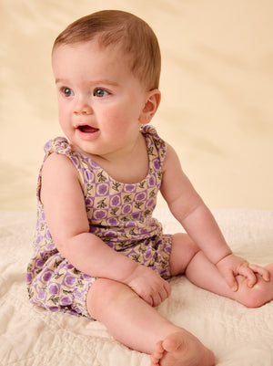Tea Collection Tie Shoulder Baby Romper in Tile Floral
