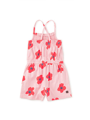 Tea Collection Smocked Strappy Romper in Rock Floral