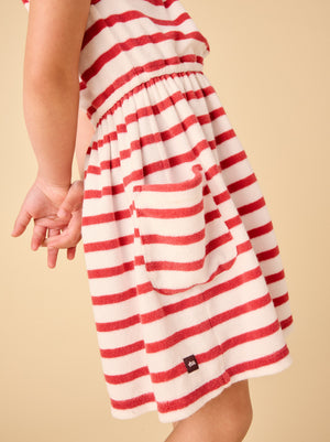 Tea Collection Tie Shoulder Twirl Dress in Pomme Stripe