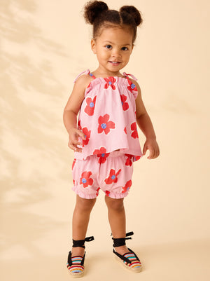 Tea Collection Tie Shoulder Baby Set in Rock Floral