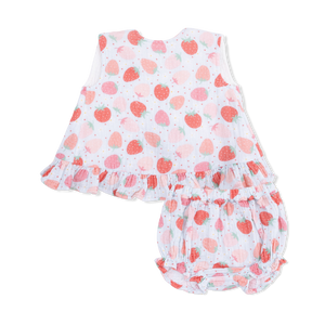 Angel Dear Ruffle Back Top & Bloomer in Strawberry Bliss