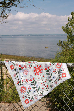 Jessie Zhao New York Double Sided Silk Scarf in Pink Garden