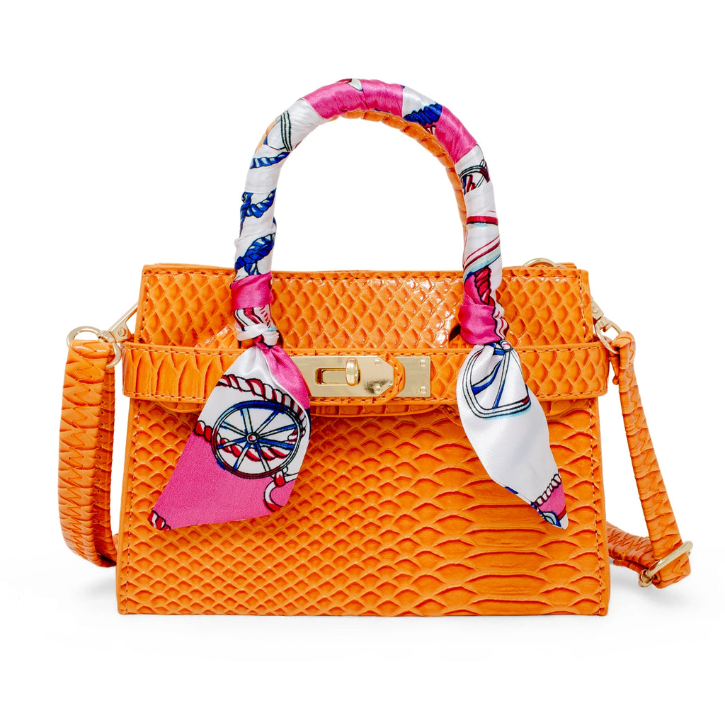 Zomi Gems Vivid Crocodile Scarf Handbag in Orange