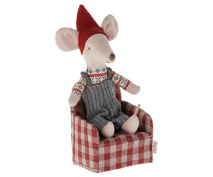 Maileg Mouse Chair in Red Checker