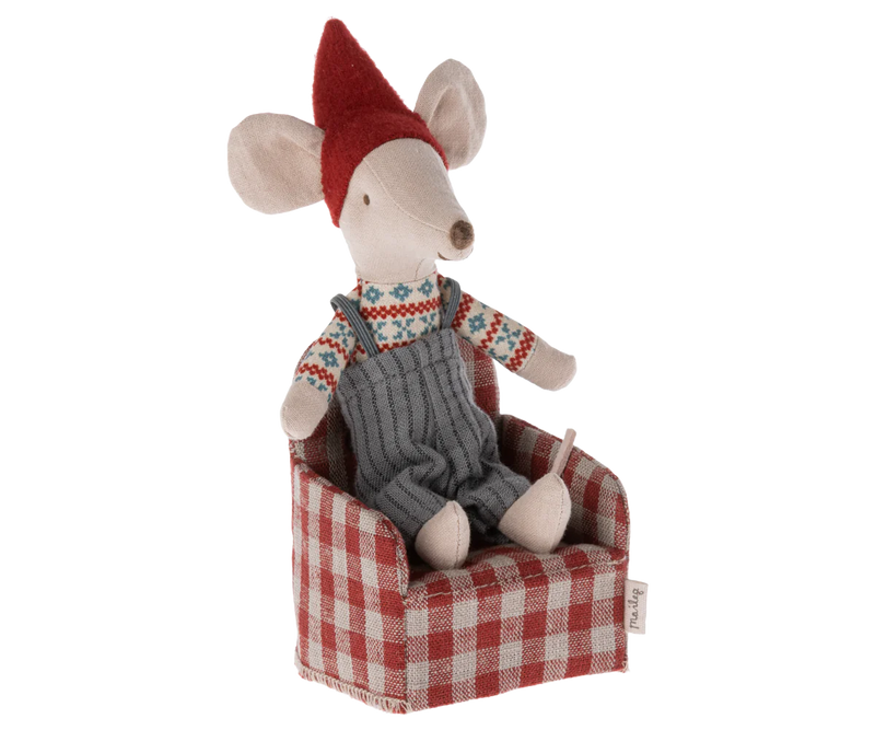 Maileg Mouse Chair in Red Checker