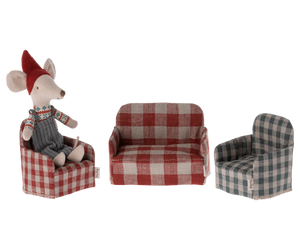 Maileg Mouse Chair in Red Checker