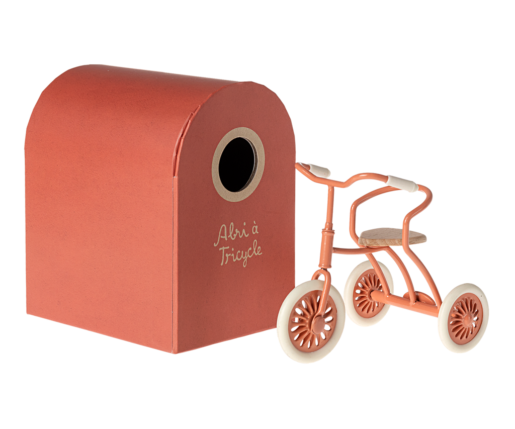 Maileg Abri a Tricycle Mouse in Coral