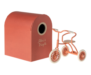 Maileg Abri a Tricycle Mouse in Coral