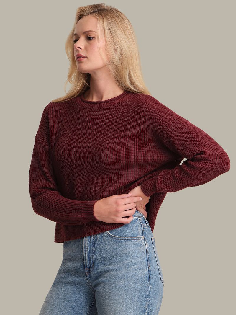 525 America Daphne Cropped Pullover in Oxblood