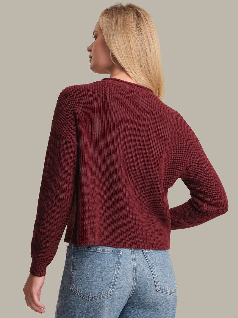 525 America Daphne Cropped Pullover in Oxblood