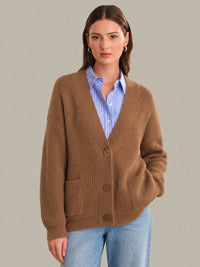 525 America Celeste Relaxed Pocket Cardigan in Carob Brown