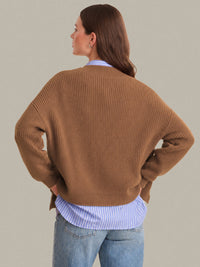 525 America Celeste Relaxed Pocket Cardigan in Carob Brown
