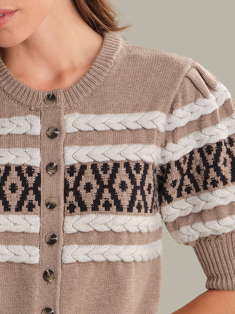 525 America Sylvie Cardigan Top in Toast Combo