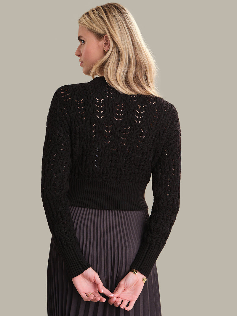 525 America Colby Cropped Cardigan in Black