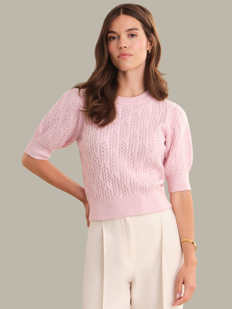 525 America Blaire Puff Sleeve Sweater in Pale Lilac