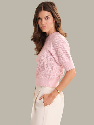 525 America Blaire Puff Sleeve Sweater in Pale Lilac